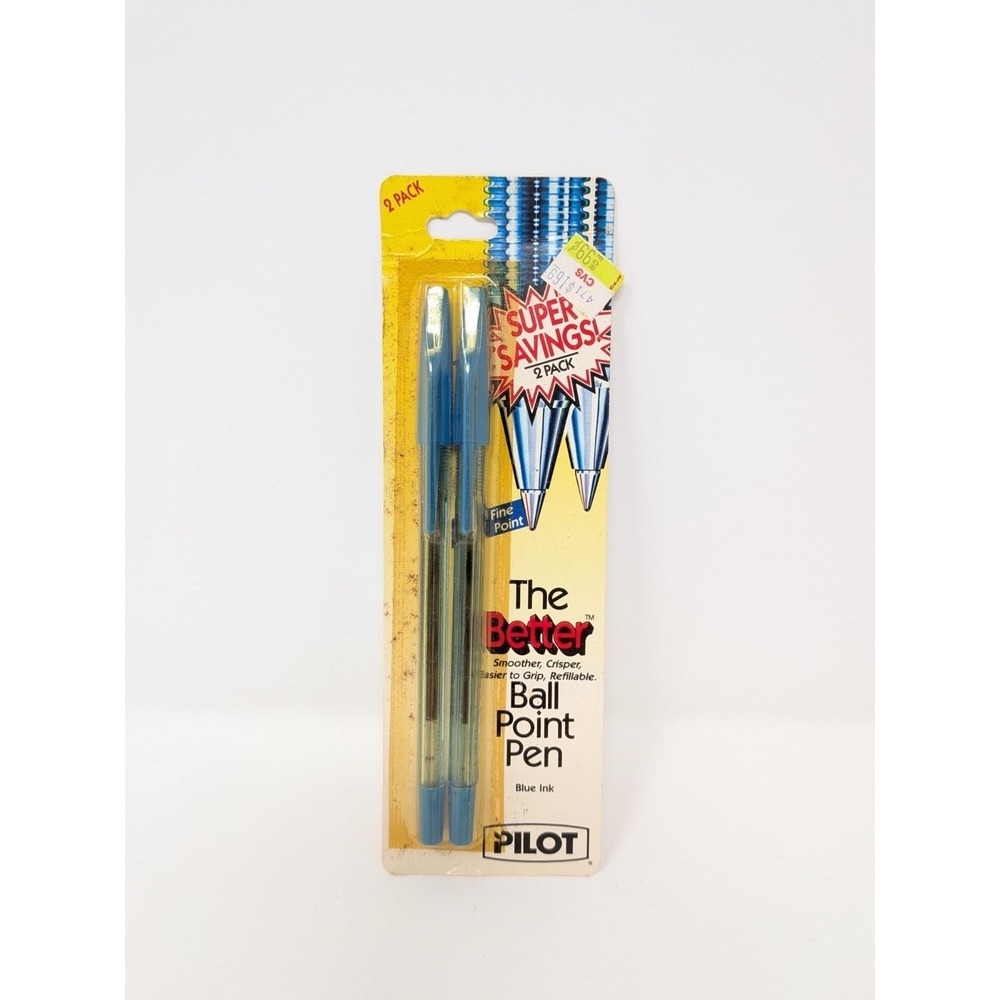 Vintage 90's 2 Pack Pilot Better Ball Point Pen BLUE ink Fine Point HTF Sealed